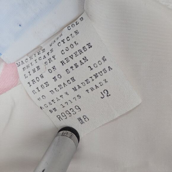 VTG Bonnie Jean Satin Dress Sz 8 Pink White Striped Long Sleeve Collar Lace - Picture 9 of 14